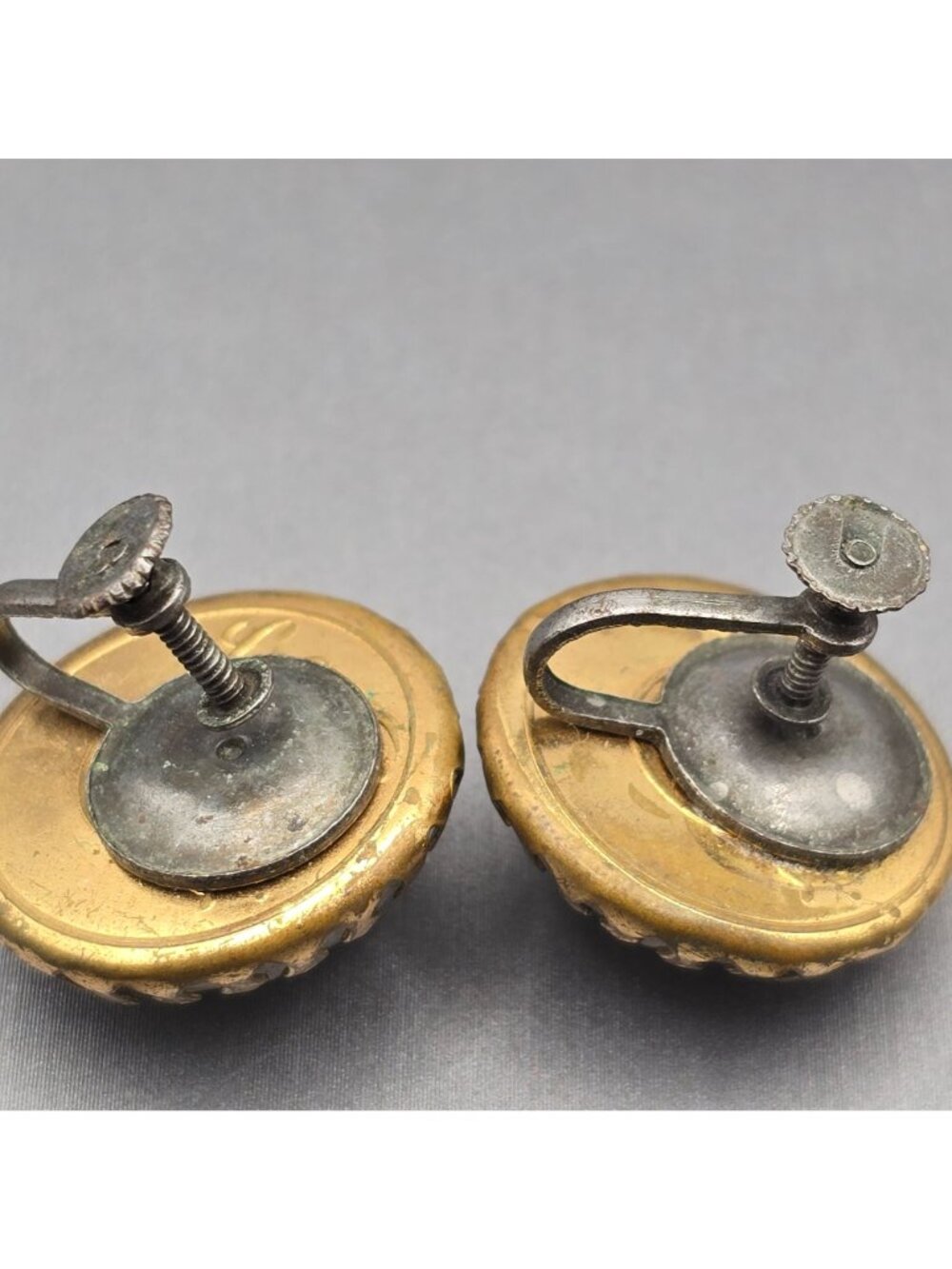 Vintage Moonstone Earrings Ornate Flame Prong Set Gold Tone Upcycled Jewelry - Picture 8 of 10